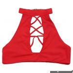 ToBeInStyle Women's Seamless Collar Halter Cross Ex Bikini Top Red B07BX4SSSW